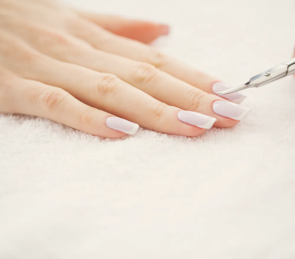 A finished gel overlay in a soft natural shade